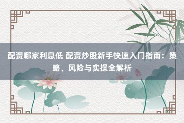 配资哪家利息低 配资炒股新手快速入门指南：策略、风险与实操全解析